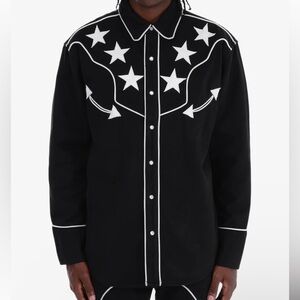 NWT COPPER RIVET JET BLACK WESTERN BUTTON DOWN - Size Medium